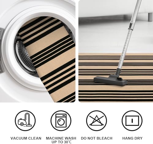 Tiveney 2 x 3 Front Door Mat Outdoor Entrance Entryway Rug Black Khaki Layered Doormats