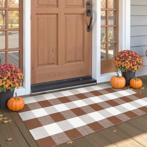 OJIA Buffalo Plaid Checkered Rug 24x51 Fall Door Mat