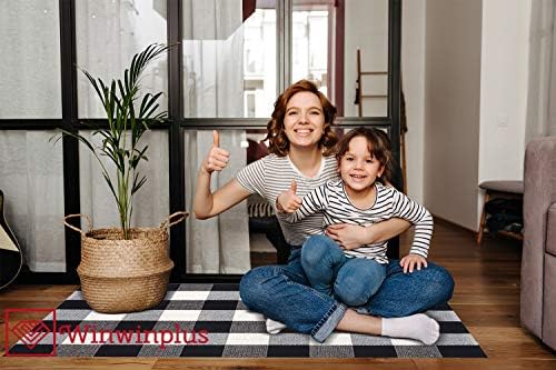 Winwinplus Buffalo Check Rug 236 x 512 Inch Cotton Washable Doormat for Home