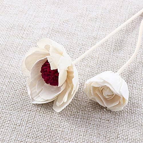 Vctitil 3 Pcs Rattan Reed Diffuser Set with Decorative Flower Sticks