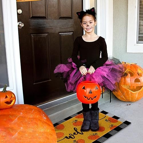Fabbay 2 Pcs Fall Welcome Mat Halloween Decor
