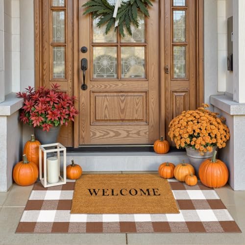 OJIA Buffalo Plaid Checkered Rug 24x51 Fall Door Mat