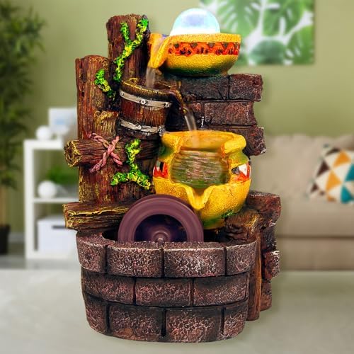 Uxcell 2 Pcs Fountain Water Wheel 59 Inch Desktop Decor Statue Aquarium Wheel Red