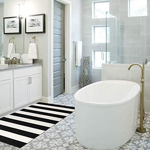 Black and White Striped Rug 236x512 Door Mat