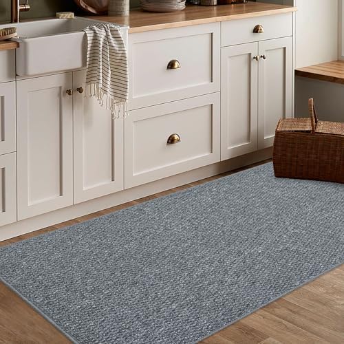Lacomfy 2x4ft Grey Faux Jute Area Rug