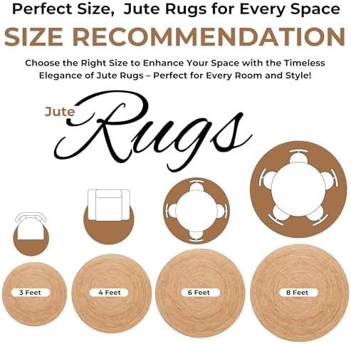 Bedding Craft 3 Ft Round Jute Area Rug Natural Yarn Handwoven
