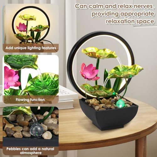 Kandishiex Tabletop Fountain with LED Lights