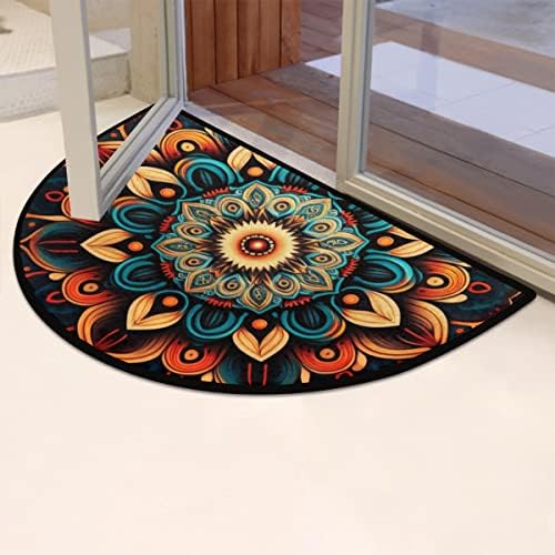 Pardick Boho Flower Half Round Entry Mat