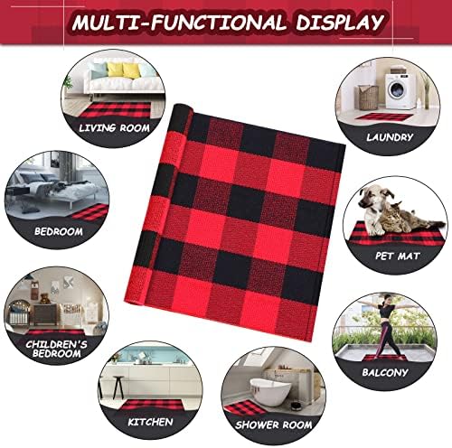 Mudder Buffalo Plaid Rug 354 x 236 Inches Black Red Check Doormat