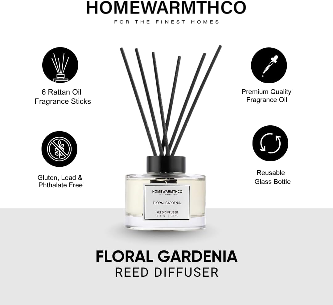 Floral Gardenia Reed Diffuser Set - Luxurious Fragrance for Home Office Bathroom