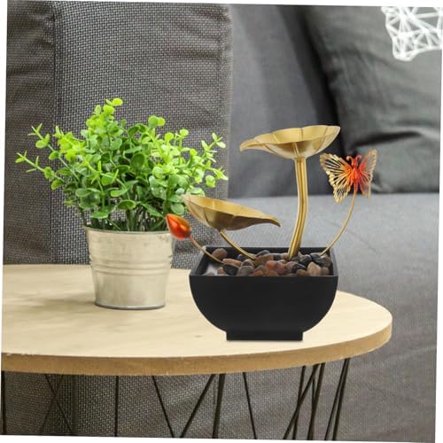 Zerodeko Leaf Indoor Tabletop Fountain with LED Light and River Rocks for Home Office Bedroom Decor