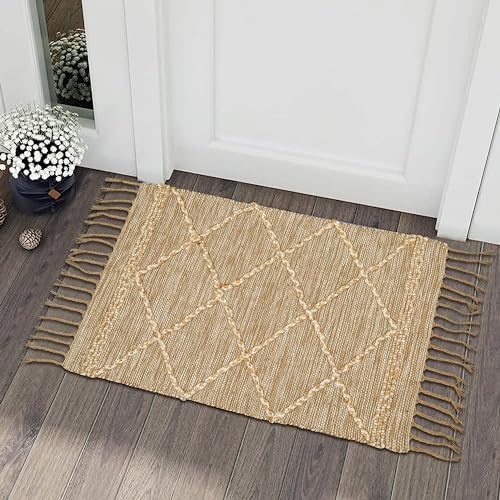 Hausattire Jute Boho Rug 2x3 Natural Beige