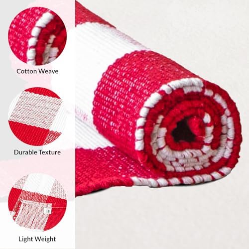 HOMEMONDE Red and White Buffalo Plaid Rug 275 x 43
