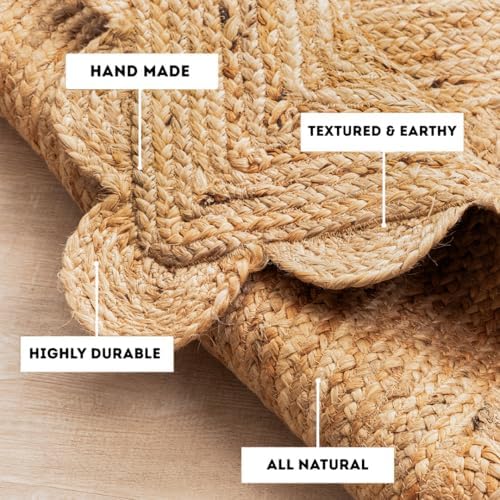 HOMEMONDE Natural Jute Area Rug 2x3ft Braided