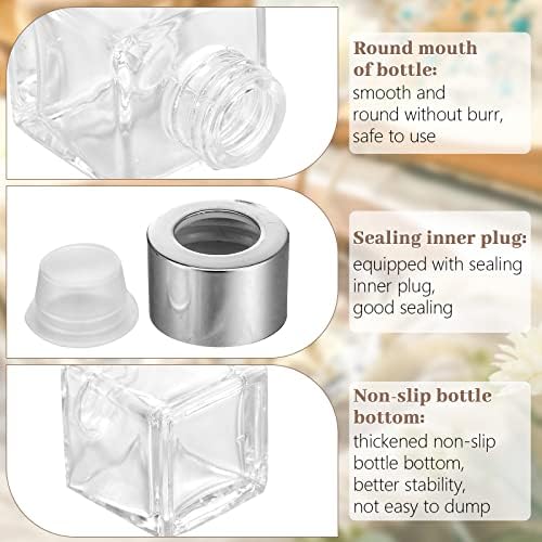 20 Piece Square Glass Diffuser Set with Silver Caps - Refillable for Essential Oils and Reed Sticks