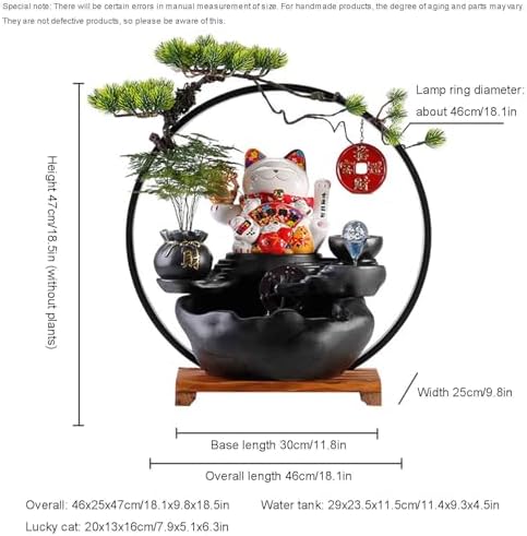 Indoor Relaxation Tabletop Fountain with Mist and LED Light