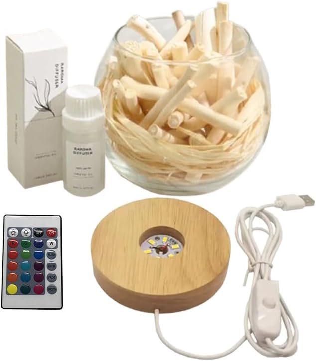 Smart Straw Reed Diffuser Set with LED Light and Essential Oil