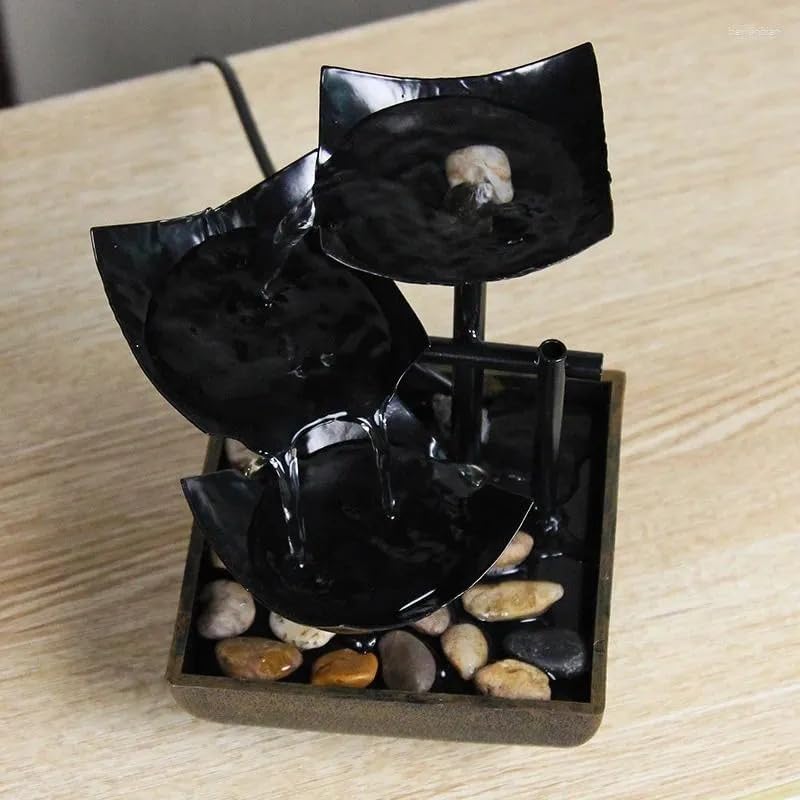 3-Tier Lotus Leaf Waterfall Fountain Black