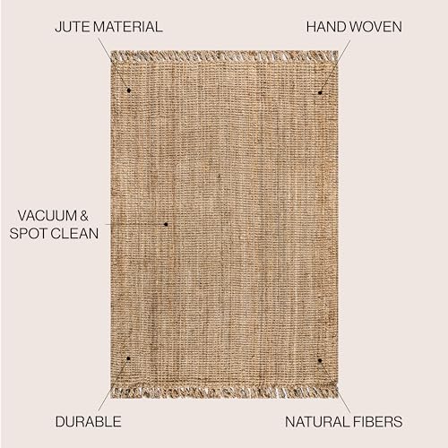 Jonathan Y NRF103A-4 Hand Woven Jute Area Rug with Fringe