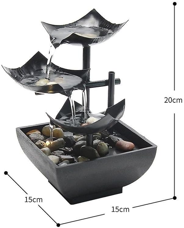 3-Tier Lotus Leaf Waterfall Fountain Black