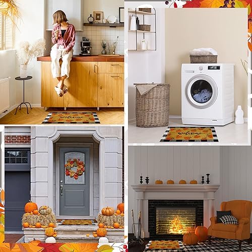 Fabbay 2 Pcs Fall Welcome Mat Halloween Decor