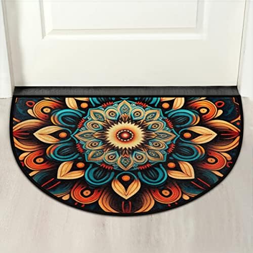 Pardick Boho Flower Half Round Entry Mat