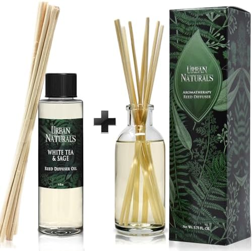 Urban Naturals White Tea Sage Reed Diffuser Set 4 Oz Bundle
