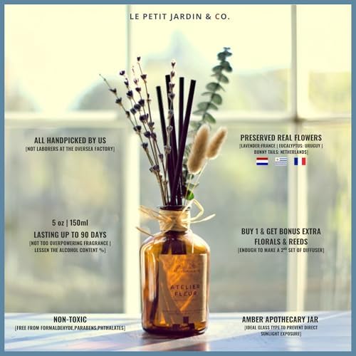 Le Petit Jardin Co Reed Diffuser Set with Real Dried Flowers