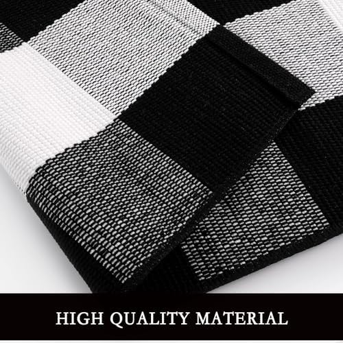 Black and White Buffalo Plaid 3x5 Rug Front Door Mat