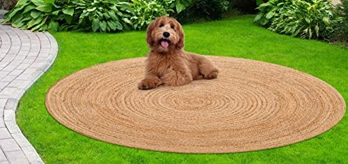 Bedding Craft 3 Ft Round Jute Area Rug Natural Yarn Handwoven