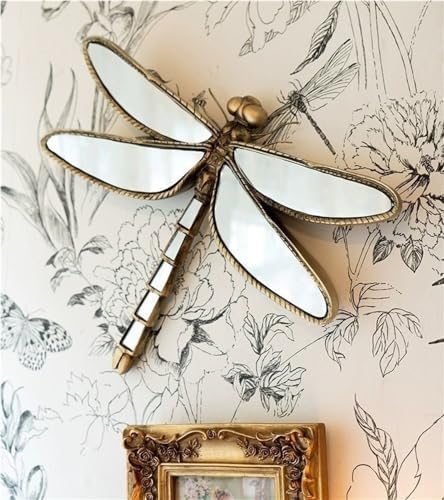Dragonfly Wall Decor Resin Mirror Gold Handmade Retro Style 134x106in