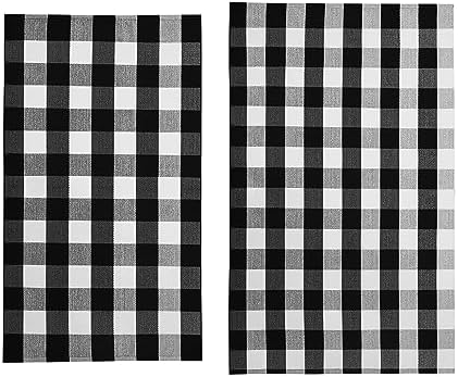 KOZYFLY Buffalo Plaid Area Rugs Doormat Set