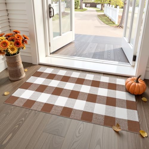 OJIA Buffalo Plaid Checkered Rug 24x51 Fall Door Mat