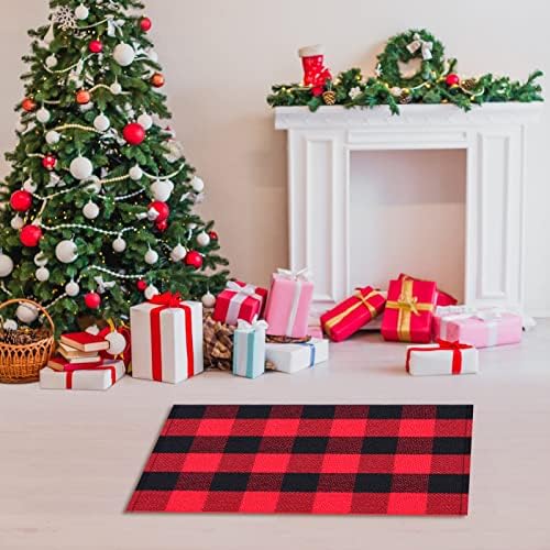 Mudder Buffalo Plaid Rug 354 x 236 Inches Black Red Check Doormat
