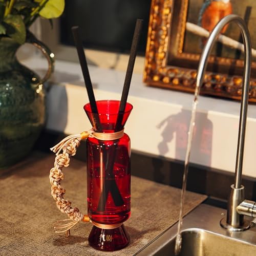 Arovan Reed Diffuser Set - Healing Aromatherapy with Red Glass Bottle and Fragrance Oil