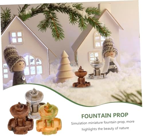 3Pcs Miniature Resin Fountain Decor for Tabletop and Fairy Garden