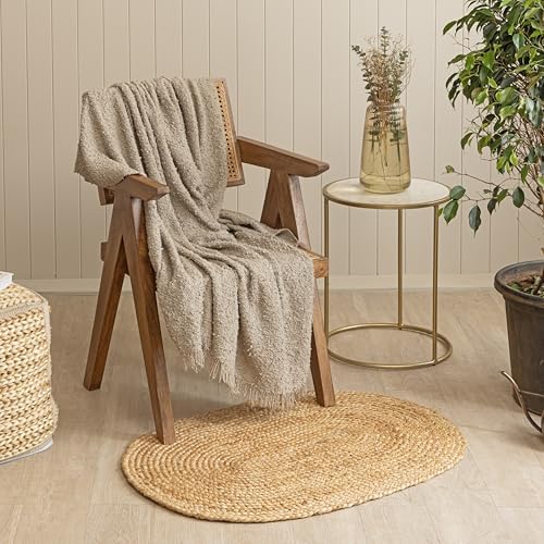 HOMEMONDE Reversible Jute Area Rug - 2x3 ft Natural Fiber Decor