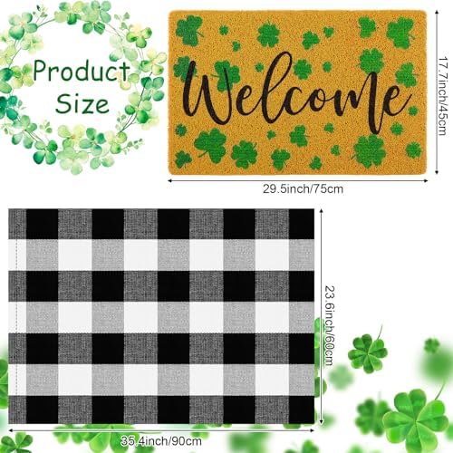 Fabbay 2 Pcs Fall Welcome Mat Buffalo Plaid Rug for Front Door