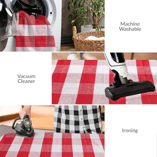 HOMEMONDE Red and White Buffalo Plaid Rug 275 x 43