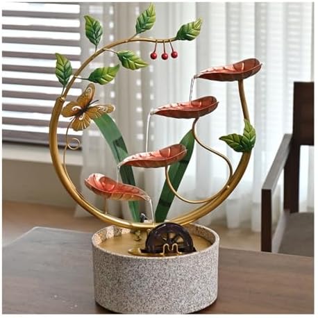 Gorttyeo Tabletop Fountain with Feng Shui Wheel Red