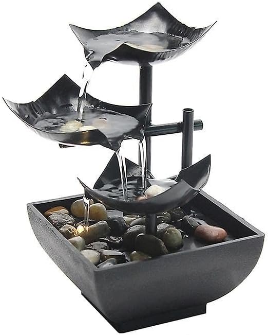 3-Tier Lotus Leaf Waterfall Fountain Black