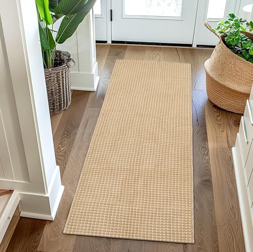 Natural Cotton Woven Hallway Runner Rug 2x6 ft Reversible