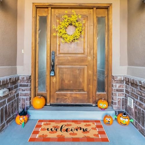2 Pcs Fall Pumpkin Welcome Doormat Set