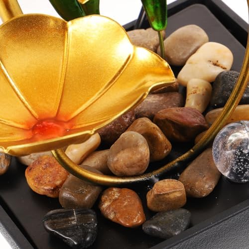 Unomor Tabletop Fountain Waterfall Ornament Elegant Indoor Water Feature USB Powered for Office Decor