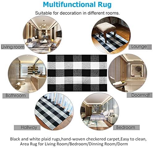 Winwinplus Buffalo Check Rug 236 x 512 Inch Cotton Washable Doormat for Home