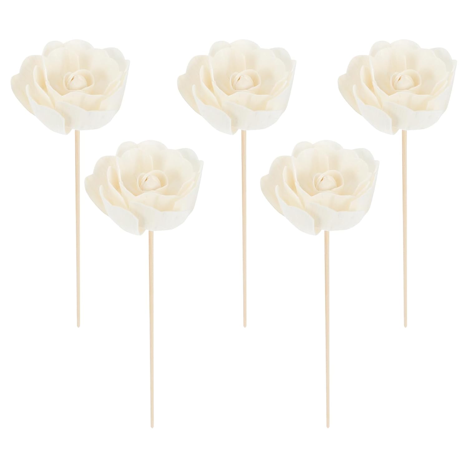 Healifty 5 Pcs Wood Rattan Diffuser Sticks with Flower Shape Head