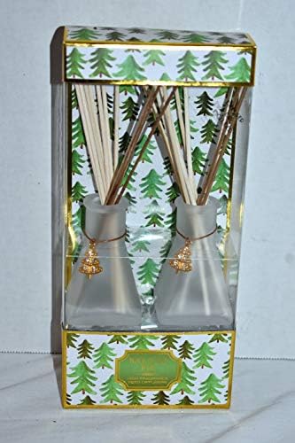 Frosted White Glass Bottles with Gold Rhinestone Christmas Tree Charms Set