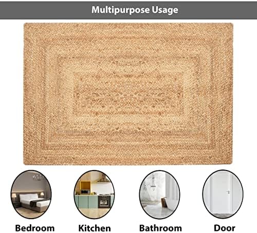 Ekakshx Hand Woven Jute Braided Rug 24x36 Inches