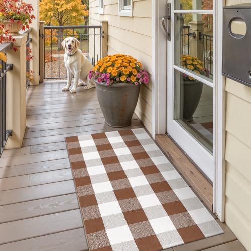 OJIA Buffalo Plaid Checkered Rug 24x51 Fall Door Mat
