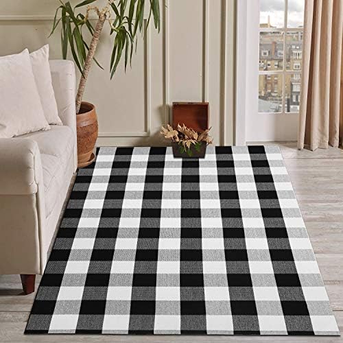 KOZYFLY Buffalo Plaid Area Rugs Doormat Set